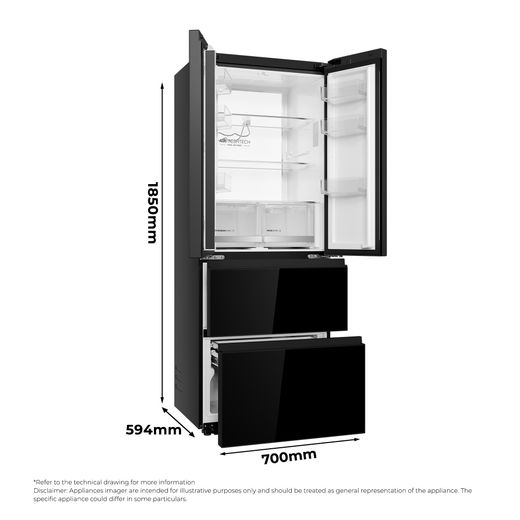Haier Space Fit American Fridge Freezer - Obsidian Black - Dimensions